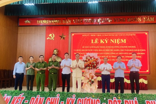 Xã Giao Hưng tổ chức kỷ niệm 80 năm cách mạng Tháng tám, Quốc khánh 2/9; 80 năm Ngày truyền thống lực lượng Công an nhân dân, 20 năm ngày hội toàn dân bảo vệ an ninh tổ quốc và phát động phong trào thi đua yêu nước giai đoạn 2025- 2030. 